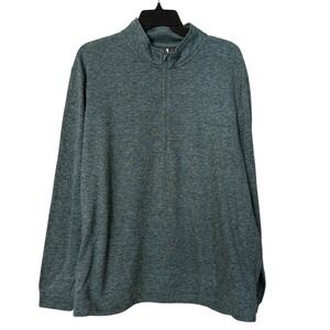 Johnnie-O Mens XXL 1/4 Zip Pullover Heathered‎ Teal Green Performance Sweater